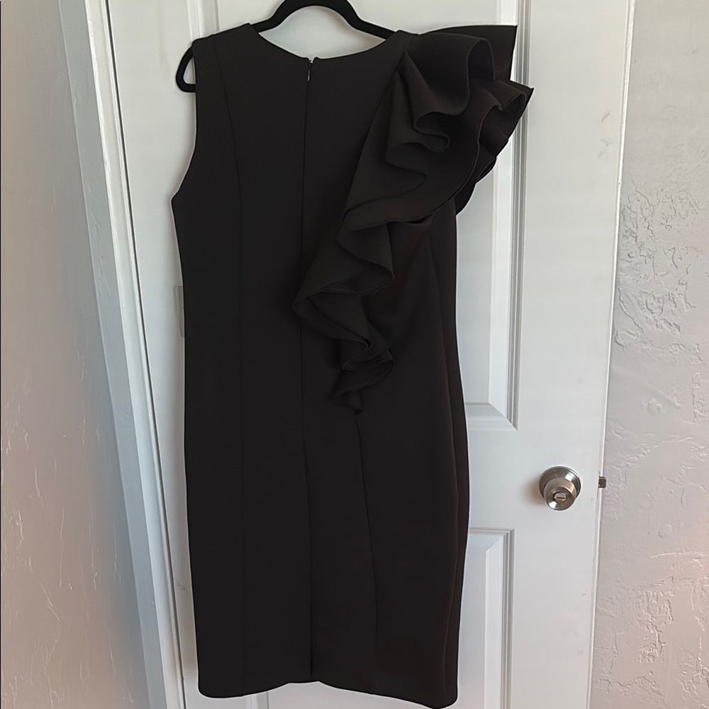 Eloquii Scuba NWT Black Ruffle Dress Size 16 - Picture 3 of 5